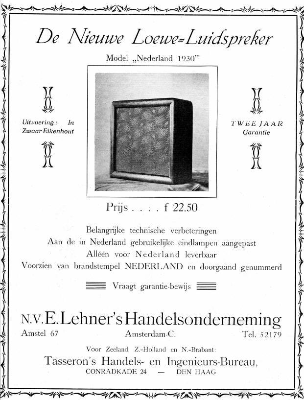 Loewe Radio "Nederland 1930" Engels